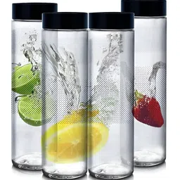 CROCO JAR Transparent Set of 4 Glass Solid Water Bottle image 1