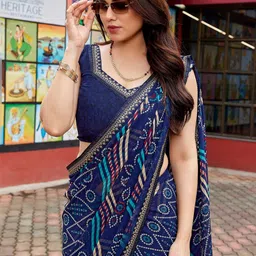 all about you Ethnic Motifs Embroidered Pure Georgette Saree image 3