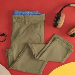 Pantaloons Junior Kids Olive Cotton Regular Fit Trousers-picture-15