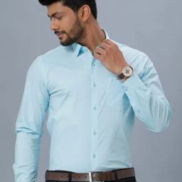 Ramraj Blue Cotton Regular Fit Shirt-picture-33