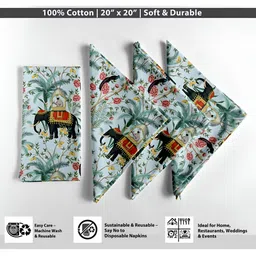 Vargottam 12-Pcs Green & Black Printed Cotton Table Napkins image 4