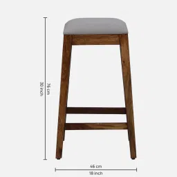 woodsworth from pepperfry Segur Sheesham Wood Bar Stool In Provincial Teak Finish with Beige Cushion image 2