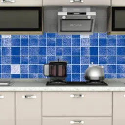 Asian royal White & Blue Printed Self Adhesive Wall Sticker-image-8