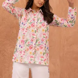 BInfinite Pink Peony Schiffli Shirt with Belt-image-0