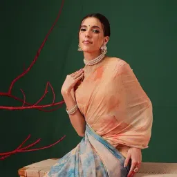 Silk Land Beige Organza Printed Saree image 4