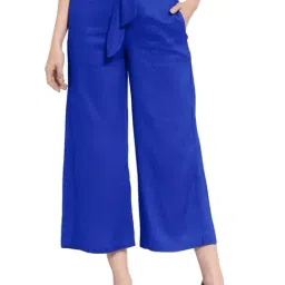 PATRORNA Royal Blue Regular Fit Mid Rise Trousers-picture-23