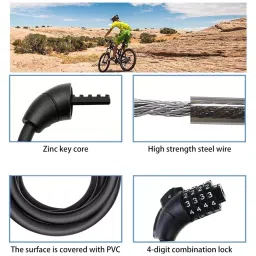AllExtreme EXBCNLB ‎Stainless Steel Anti Theft 4 Digit Resettable Bike Cable Lock image 3