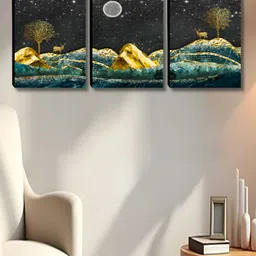 Aura Black & Gold-Toned 3 Pieces Wooden Wall Paintings-picture-15