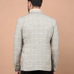 Crimsoune Club Beige Regular Fit Checquered Blazer image 2