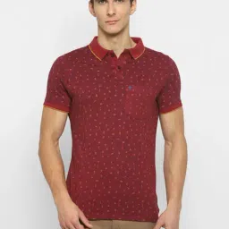 Turtle Maroon Slim Fit Printed Polo T-Shirt-image-39