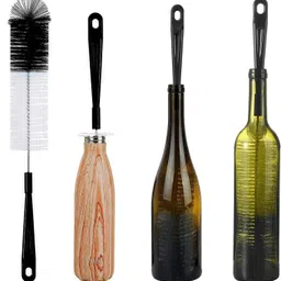 alink 16in Extra Long Black Bottle Cleaning Brush Cleaner for Washing Narrow Neck Beer, Wine, Thermos, Carafe, Yeti, Brewing Bottles image 1