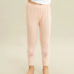 Kookie Kids Full Length Cotton Lycra Leggings With Bow - Pink-image-56