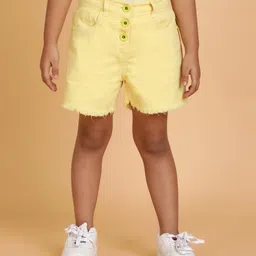 Tales & Stories Denim Frayed Shorts - Yellow-picture-12