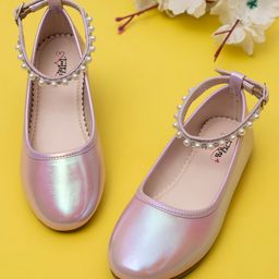 Toothless Pearls Embellished & Metallic Ballerinas - Purple-picture-2