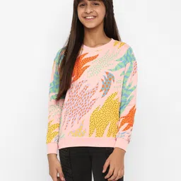 Spunkies Cotton Knit Full Sleeves Dots Printed Light Winter Sweatshirts - Pink-picture-17