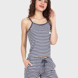 Evolove Women Cotton Slip Set  Striped Night suit image 4