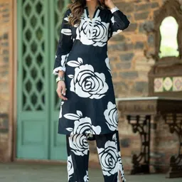 Moda Rapido Printed Mandarin Collar Tunic & Trousers Co-Ords-picture-31
