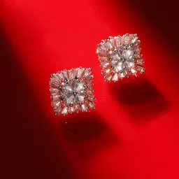 Priyaasi Rose Gold Plated American Diamond Contemporary Studs-picture-17
