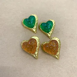 Amossh Set Of 2 Gold-Plated Anti Tarnish Enamelled Heart Shaped Studs-picture-13
