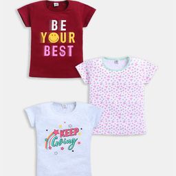 Here&Now X Game Begins Girls Set of 3 Typography Printed T-shirt-picture-10