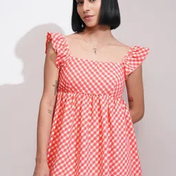 Tokyo Talkies Checked Ruffled Peplum Dress-image-24