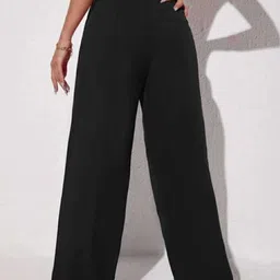 broadstar Women Loose Fit Black Lycra Blend Trousers image 5