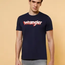 Wrangler Black Iris Cotton Regular Fit Printed T-Shirt-picture-42