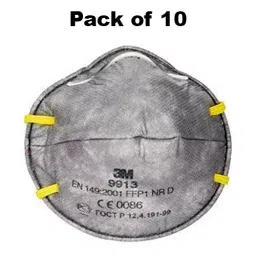 3M Universal Fit Nose Mask Cup-Shaped Free Size Grey for Dust Pollution Protection Use, 9913 (Pack of 10 Pcs) image 3