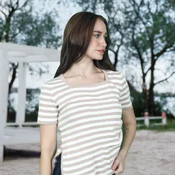 StyleCast Square Neck Striped Top image 4