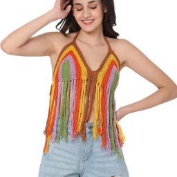 Smarty Pants Multicolor Self Design Crochet Bikini Top-picture-48