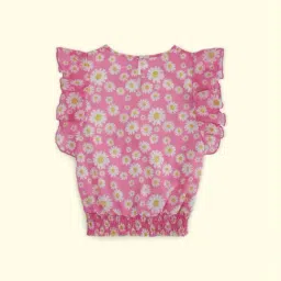 Pantaloons Junior Pink & White Cotton Floral Print Top image 2