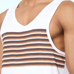 Ajile by Pantaloons White Cotton Slim Fit Striped Vest image 4