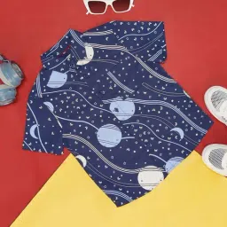 Pantaloons Junior Navy Cotton Printed Shirt-image-35