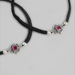 zavya Classic Red Stone Rhodium Drawstring image 4