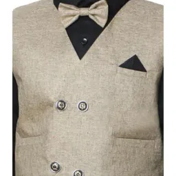 Pro-Ethic Style Developer Kids Beige & Black Solid Full Sleeves Shirt, Waistcoat, Pants with Bow image 5