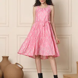 Aawari Women Floral Print Fit & Flare Knee Length Dress-image-59