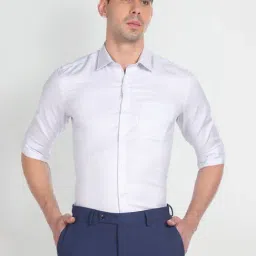 Arrow Grey Cotton Slim Fit Checks Shirt-picture-34