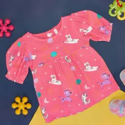 Pantaloons Baby Pink Cotton Printed Top-image-127