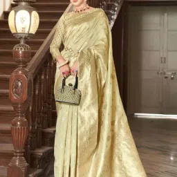 Elora Beige Silk Woven Saree With Unstitched Blouse-picture-14