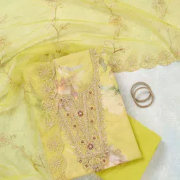 Koskii Organza Unstitched Dress Material-picture-32