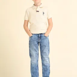 U.S. Polo Assn. Kids Boys Relaxed Fit Low Distress Light Fade Jeans-image-78