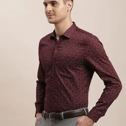 Turtle Men Standard Slim Fit Floral Printed Spread Collar Cotton Formal Shirt image 4