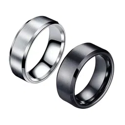 KARISHMA KREATIONS Set Of 2 Silver-Plated & Black Finger Rings image 3