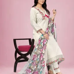 SSM COLLECTION Women Floral Printed Regular Pure Cotton Kurta with Trousers & Dupatta-picture-36