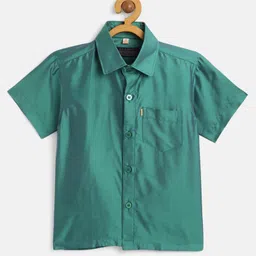 THANGAMAGAN Half Sleeves Solid Shirt - Sea Green-picture-16
