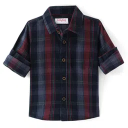 Babyhug Cotton Woven Full Sleeves Checks Shirt - Navy Blue-picture-13