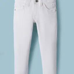 UCB Cotton Woven Full Length Solid Colour Jeans - Off White-picture-26