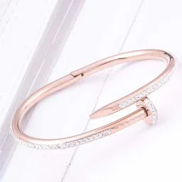 V FASHION JEWELLERY Rose Gold-Plated AD Studded Nail Kada Bracelet-picture-47