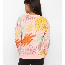 Spunkies Cotton Knit Full Sleeves Dots Printed Light Winter Sweatshirts - Pink image 3