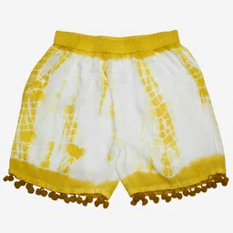 Kiddopanti Pack Of 2 Tie & Dye Pom Pom Detailing Shorts - Blue & Yellow image 4
